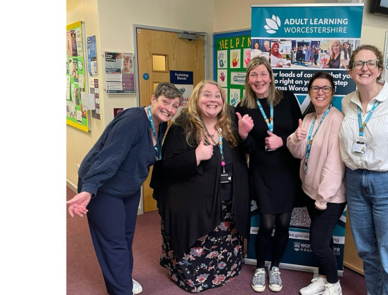 Members of Worcestershire County Council Learning Services Family Learning team (l to r): Lisa Tye, Jessica Harris, Lisa Brooker, Joanne Ludlow, Penny Kelly