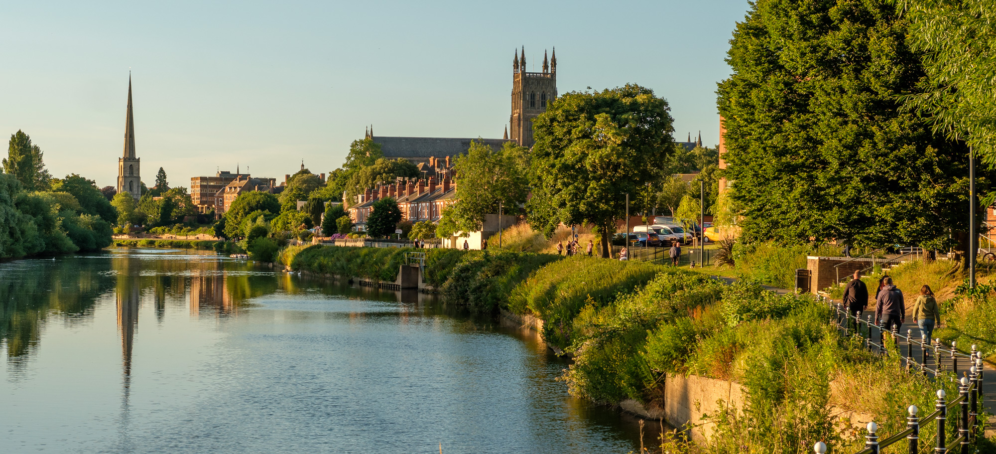 The river Severn with Worcester Cathedral in the background