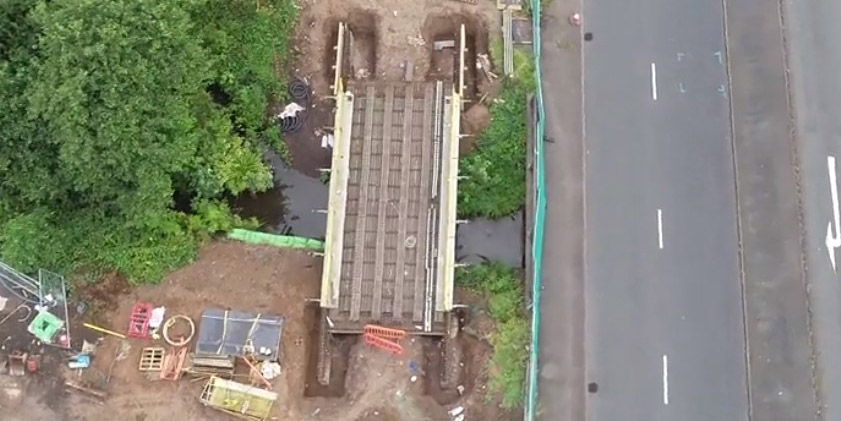 section of the A38 being improved under scheme 2a (aerial view)