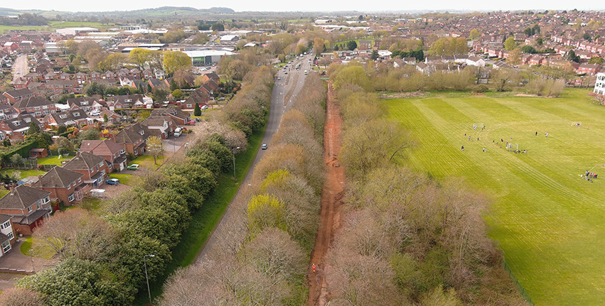 an aerial shot of the route