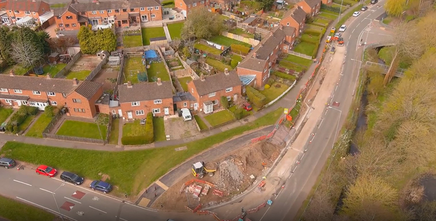 This photo shows the current works on the parking bays / new toucan on the south side for Scheme 2b.