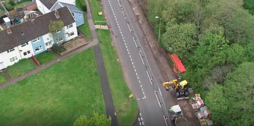 Scheme 2b widened footway as part of the works taking place on the northern footpath on Charford Road