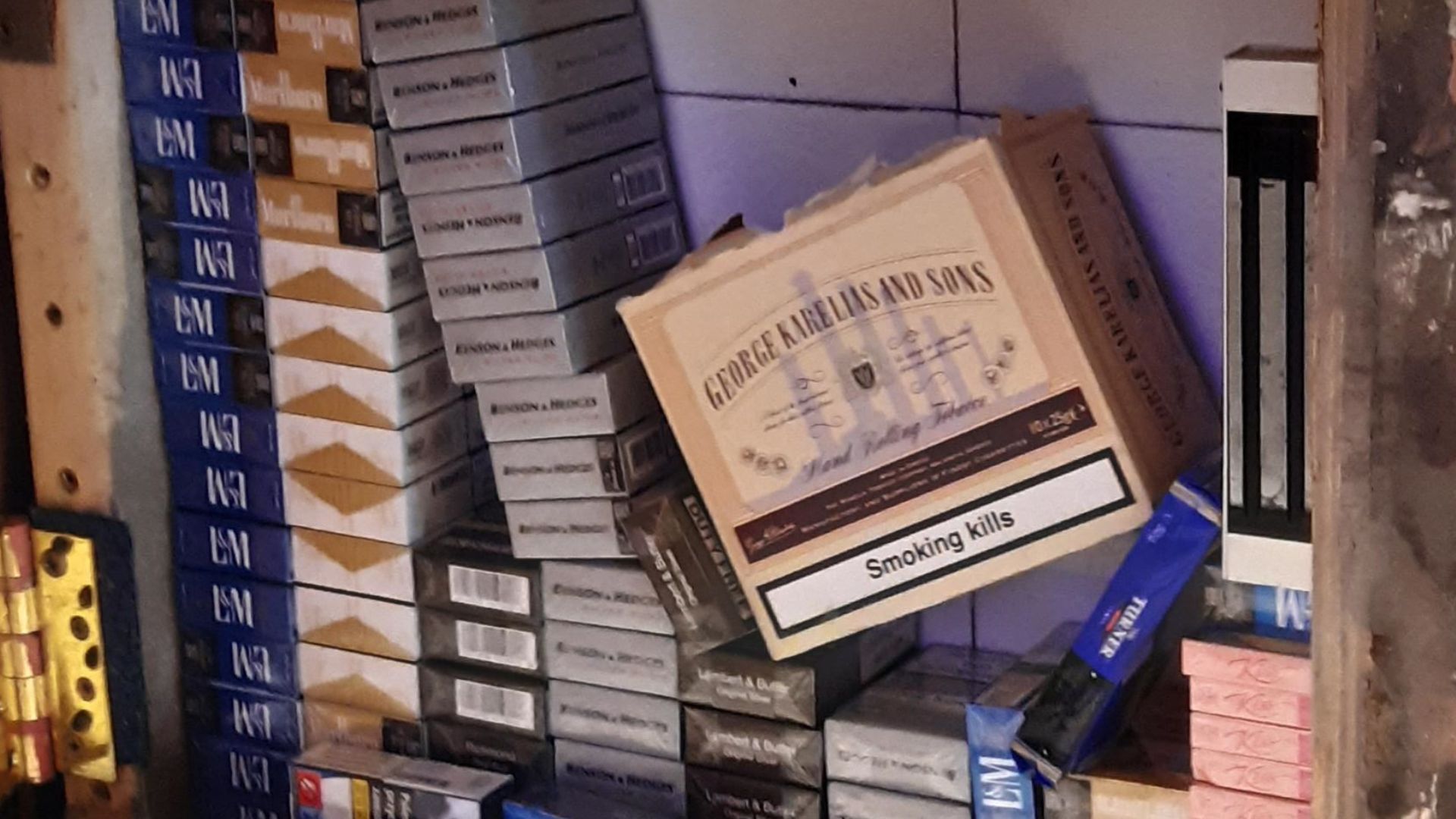 Piles of Illegal Cigarettes