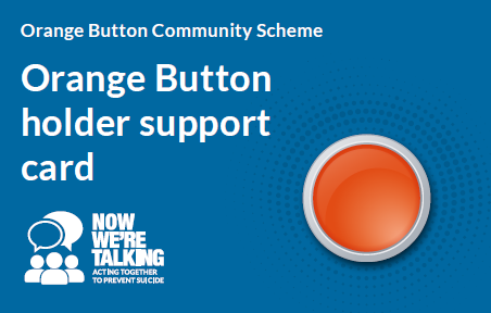 Image of Orange Button holder support card click to open digital copy of support card