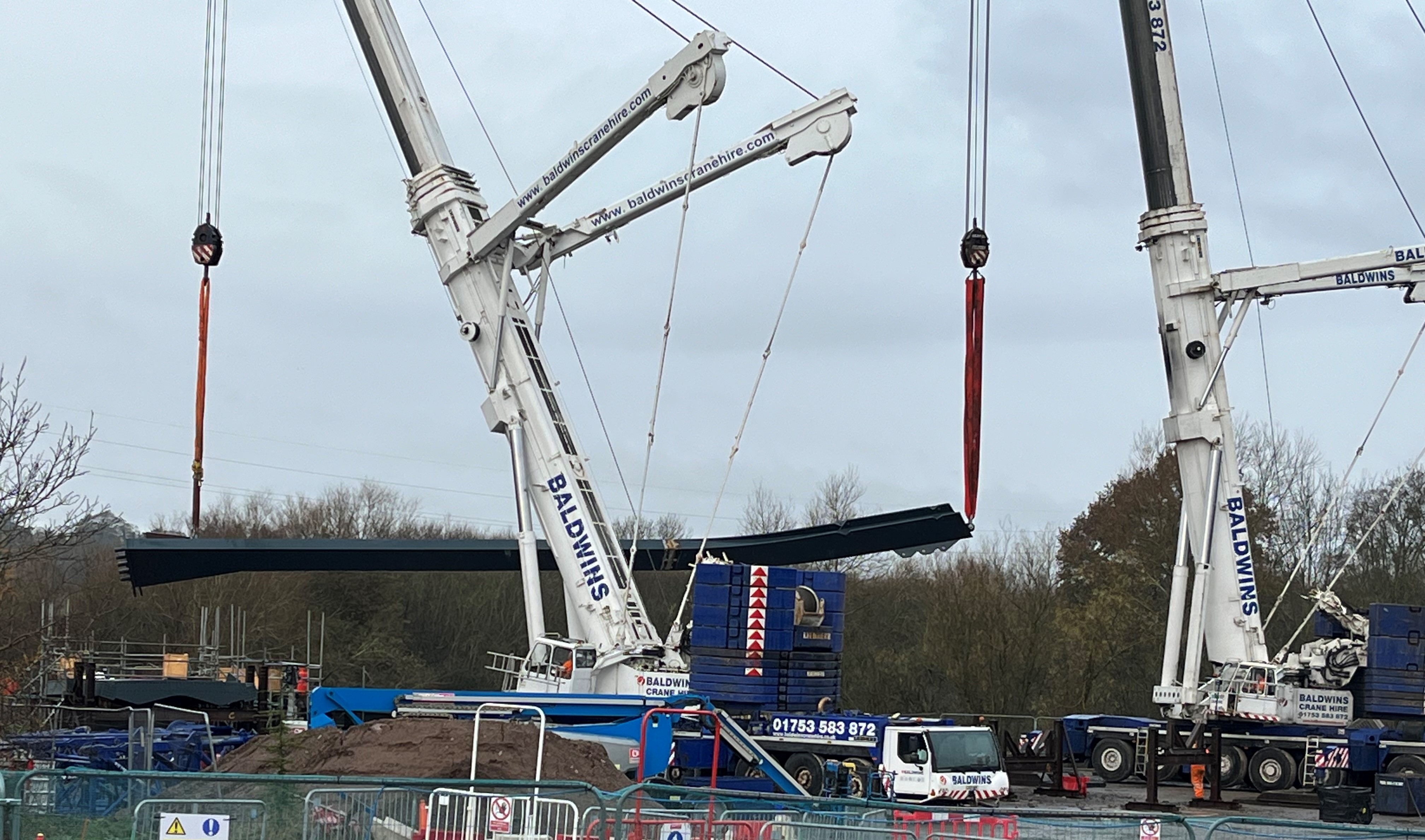image of pylon being lifted into place