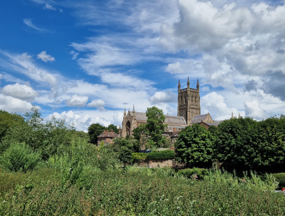 Worcester cathedral taken from the opposite side of the River Severn