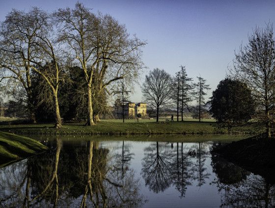 Landscape picture of Croome Court taken during the winter