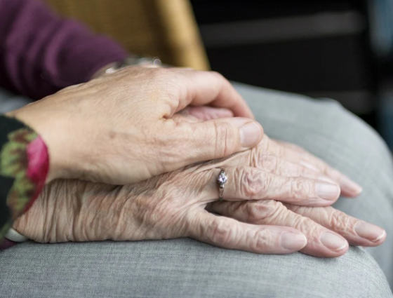 young hand holding an older persons hand