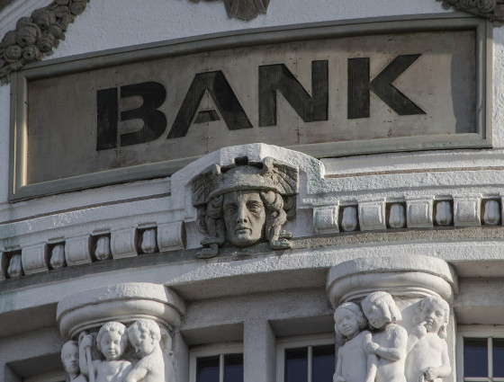 The outside of a bank