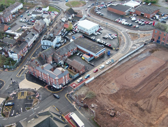 An arial view of the development