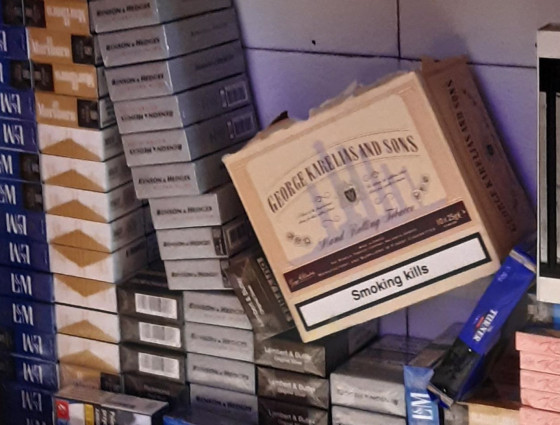 Piles of Illegal Cigarettes