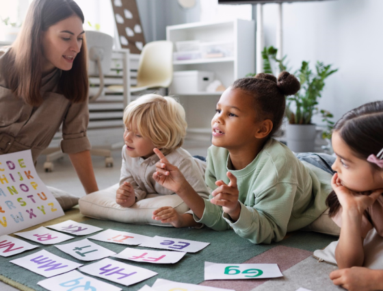 teacher with children