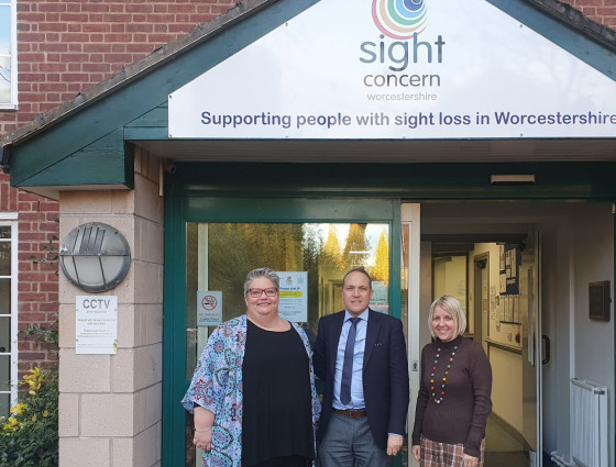 (L to R) Anne Eyre (CEO, Sight Concern Worcestershire), Councillor Marcus Hart and Joanne Webber (Service Development manager, Sight Concern Worcestershire)