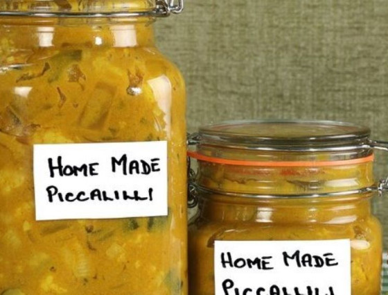 Jars of home made piccalilli