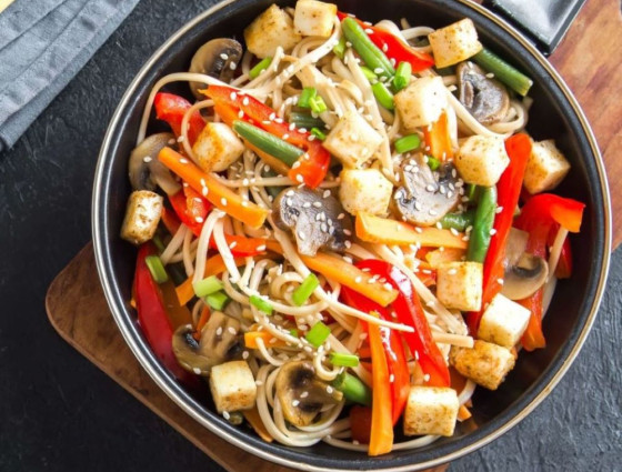 Plate with stir fry vegetables