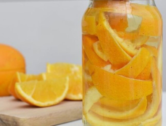 Jar with orange peel inside