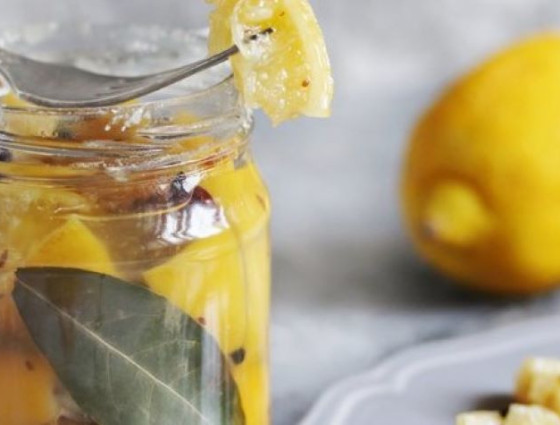 Jar with lemon peel inside