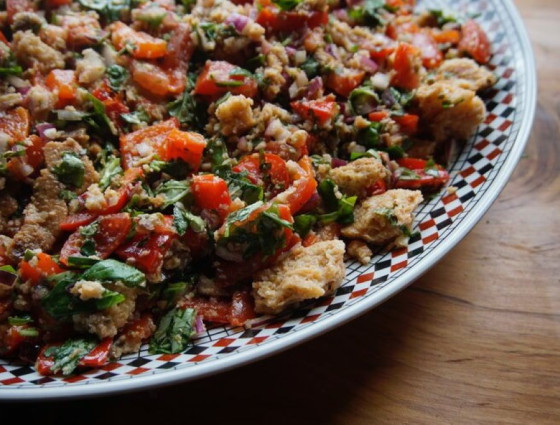 Plate with panzanella 