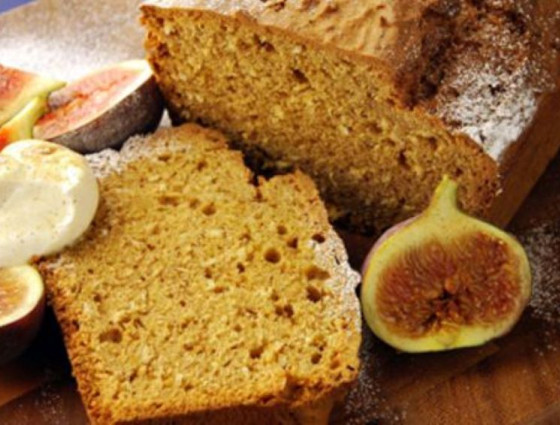 Slice of cake with figs & cream