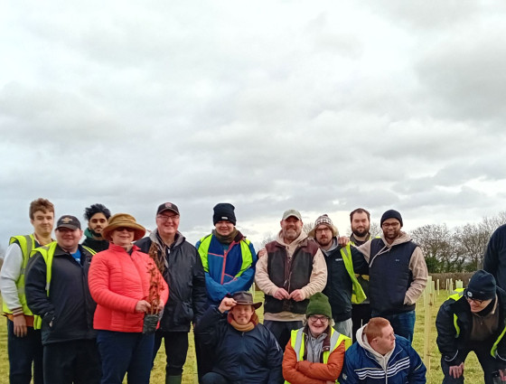 Councillors Richard Morris, Councillor Linda Robinson, and members of the Worcestershire Woodlands Project