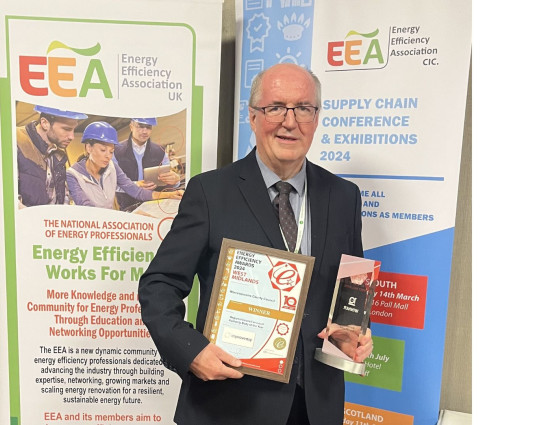 Councillor Richard Morris with the West Midlands Energy Efficiency Award 2024