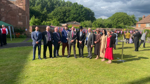 County Representatives pose at Hartlebury Castle for the Queen's Garden Party