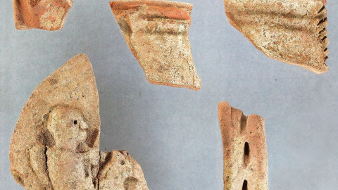 Photograph of fragments of a Medieval jug