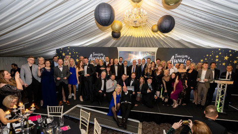 Inside of a marque at the visit worcestershire awards.