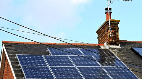 Photograph of solar panels on a roof