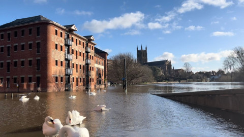 Photograph of flooding in worcester
