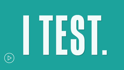The words I Test in white font on a turquoise background  