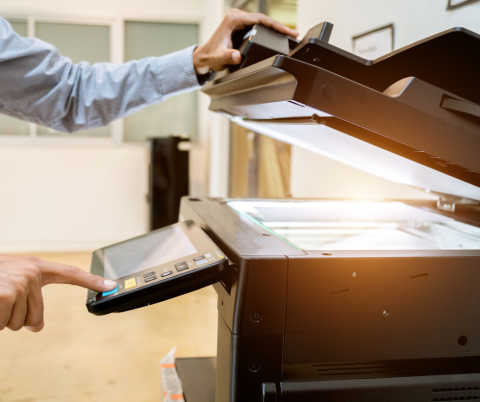 Person using printing touchscreen