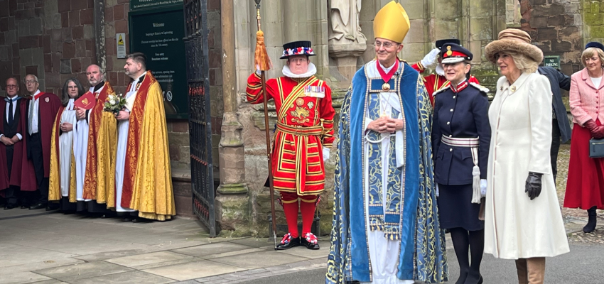 Queen Camilla outside the cathedral