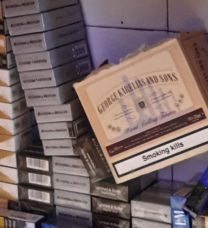 Piles of Illegal Cigarettes