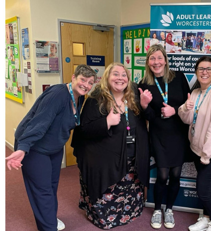 Members of Worcestershire County Council Learning Services Family Learning team (l to r): Lisa Tye, Jessica Harris, Lisa Brooker, Joanne Ludlow, Penny Kelly