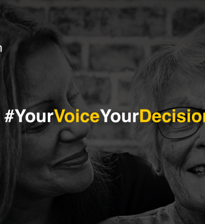 An image of a mother and daughter from the office of public guardian with the text Your Voice Your Decision