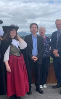 People from left to right: Battle of Worcester Society and Worcester re-enactors Roger Fairman, Brian Bullock, Catherine Bullock, Daniel Daniels and Christine Shaw Worcestershire County Council Councillor Marc Bayliss, Cabinet Member with Responsibility for Economy, Infrastructure and Skills