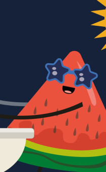 Cartoon Watermelon washing hands