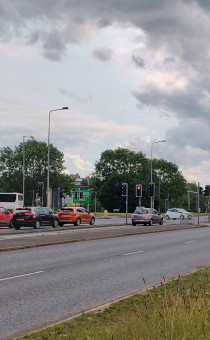 Cars at a junction on the A38 in Bromsgrove