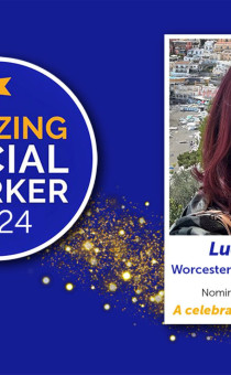 Photo of Lucy Wilkin alongside an 'Amazing Social Worker' logo