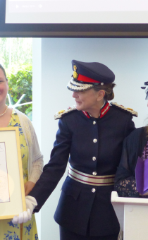 Pictured receiving the award from the Lord-Lieutenant: Sarah Baker, Hannah Carroll, Elaine Kirby and Eleanor Mouzer
